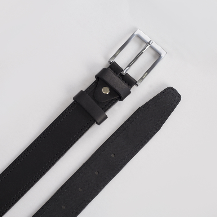 Ремень мужской, пряжка металл, ширина - 3,5 см, цвет чёрный