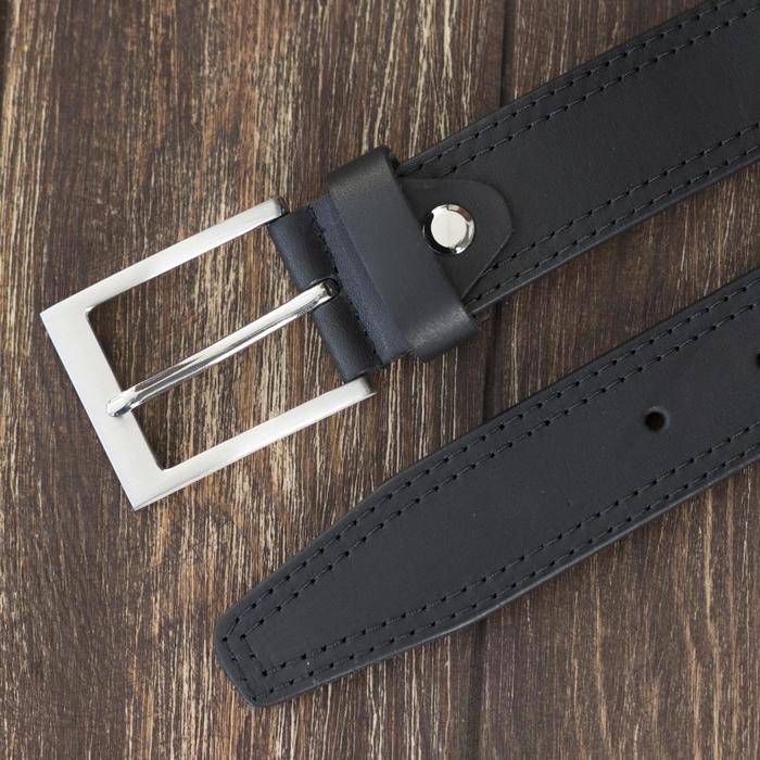 Ремень мужской, пряжка металл, ширина - 3,5 см, цвет чёрный