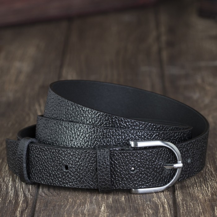Ремень мужской, под кожу, пряжка металл, ширина - 3 см, цвет чёрный
