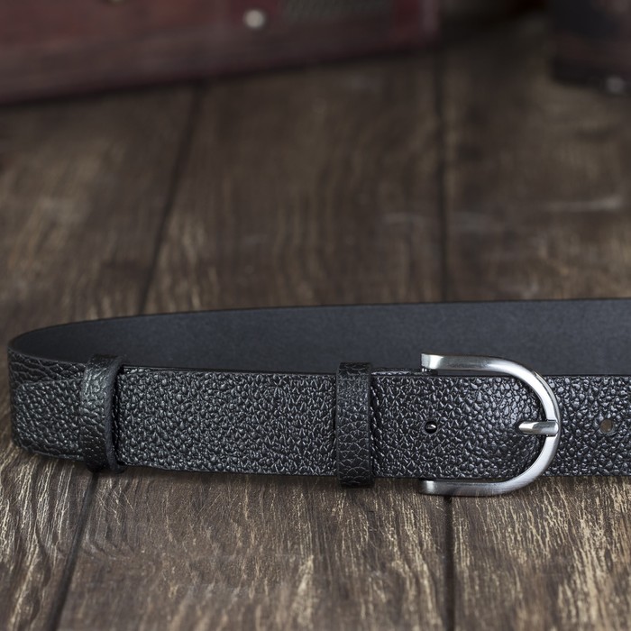 Ремень мужской, под кожу, пряжка металл, ширина - 3 см, цвет чёрный