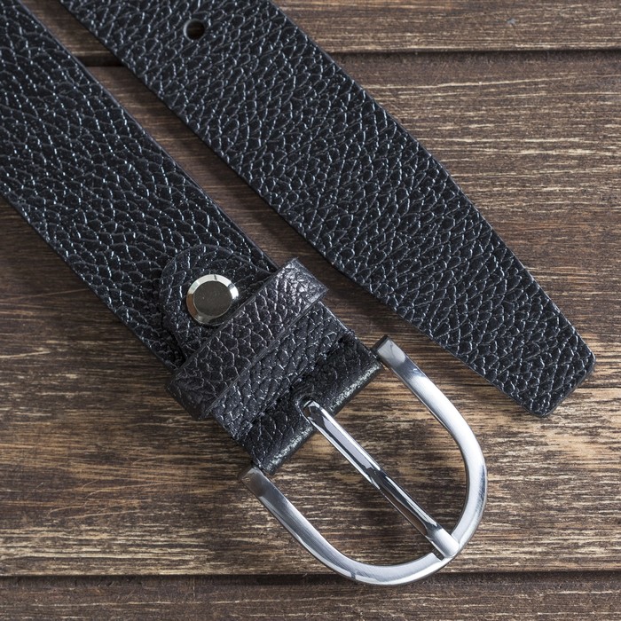 Ремень мужской, под кожу, пряжка металл, ширина - 3 см, цвет чёрный