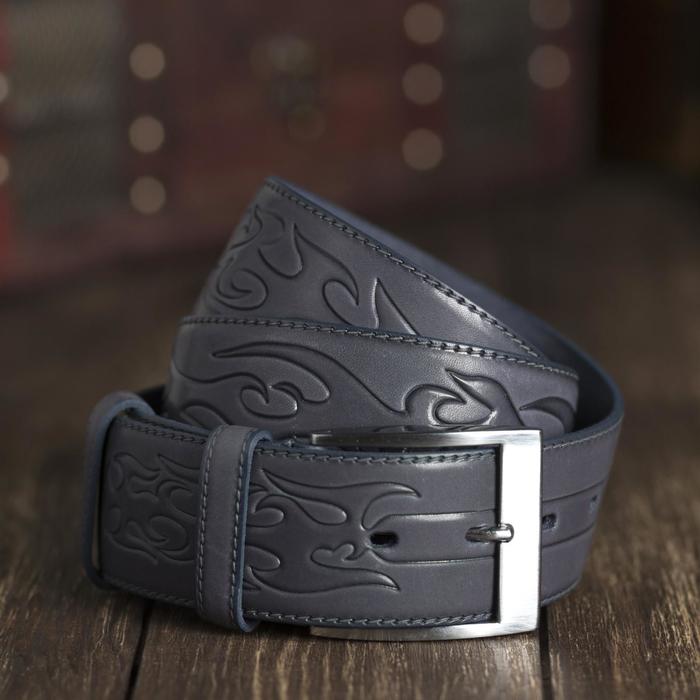 Ремень мужской, пряжка металл, цвет серый