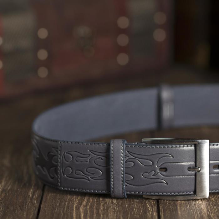 Ремень мужской, пряжка металл, цвет серый