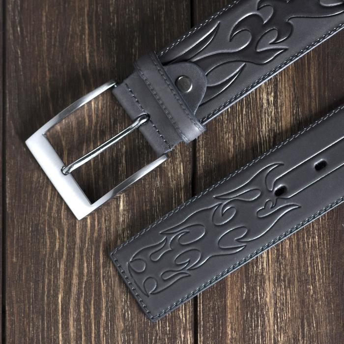 Ремень мужской, пряжка металл, цвет серый