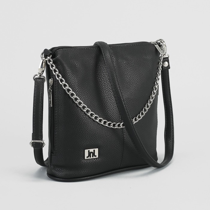 Сумка женская, отдел на молнии, наружный карман, флотер, цвет чёрный