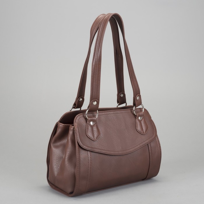 Сумка женская, 2 отдела на молнии, наружный карман, цвет светло-коричневый