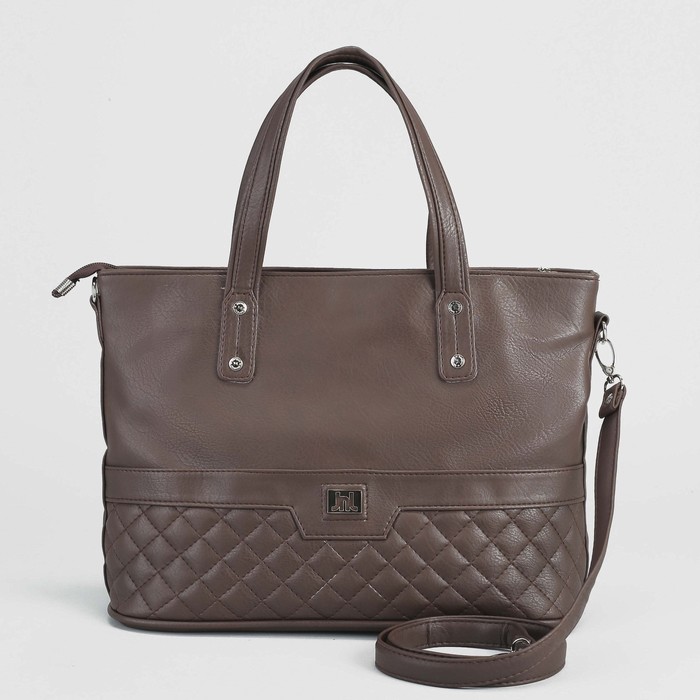 Сумка женская, 3 отдела на молнии, наружный карман, цвет коричневый