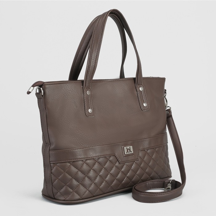 Сумка женская, 3 отдела на молнии, наружный карман, цвет коричневый