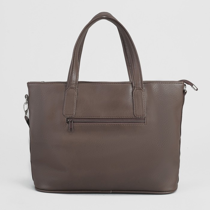 Сумка женская, 3 отдела на молнии, наружный карман, цвет коричневый