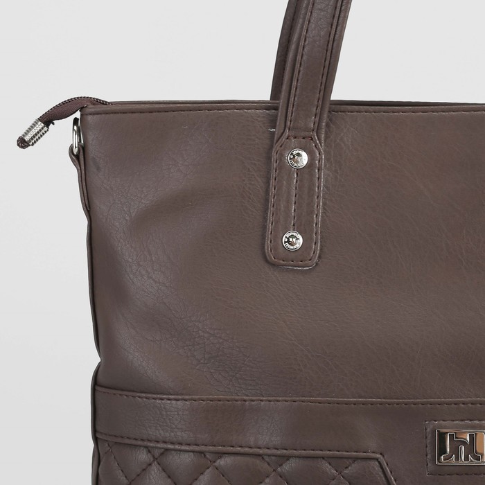 Сумка женская, 3 отдела на молнии, наружный карман, цвет коричневый