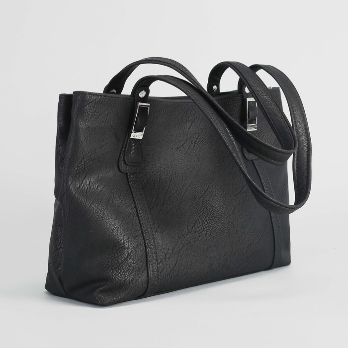 Сумка женская, 2 отдела на молнии, наружный карман, цвет чёрный