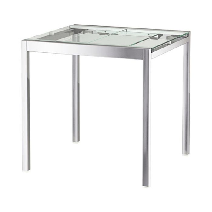 Раздвижной стол, цвет прозрачный, хромированный ГЛИВАРП