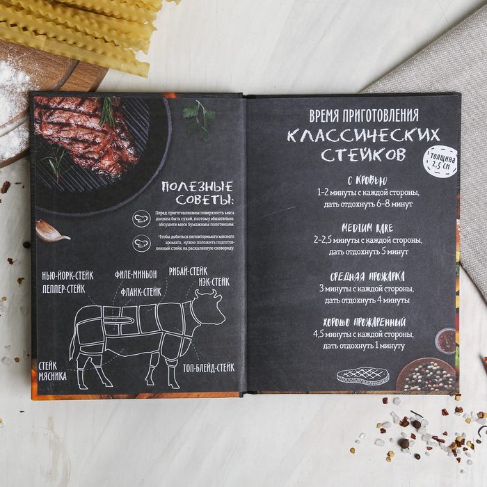 Подарочный набор: кулинарная книга и блокнот для списка покупок "Вкусная еда - залог счастливой жизни!"