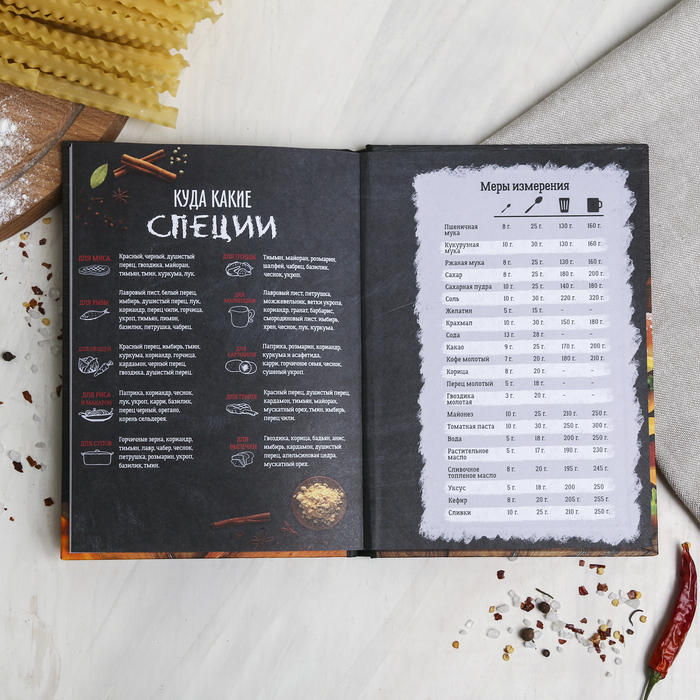 Подарочный набор: кулинарная книга и блокнот для списка покупок "Вкусная еда - залог счастливой жизни!"