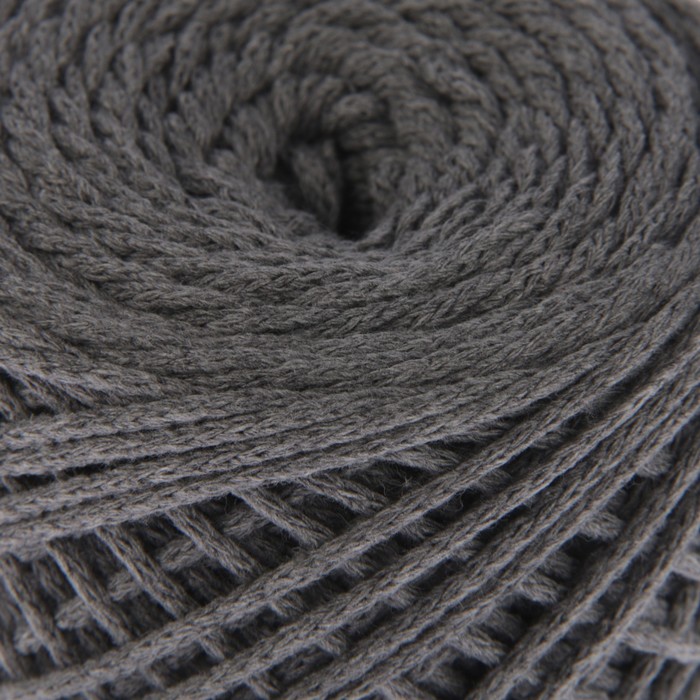 Шнур для вязания без сердечника 100% хлопок, ширина 2мм 100м/95гр (2103 серый)