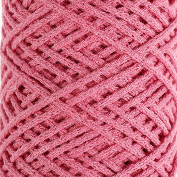Шнур для вязания без сердечника 100% хлопок, ширина 2мм 100м/95гр (2126 розовый)