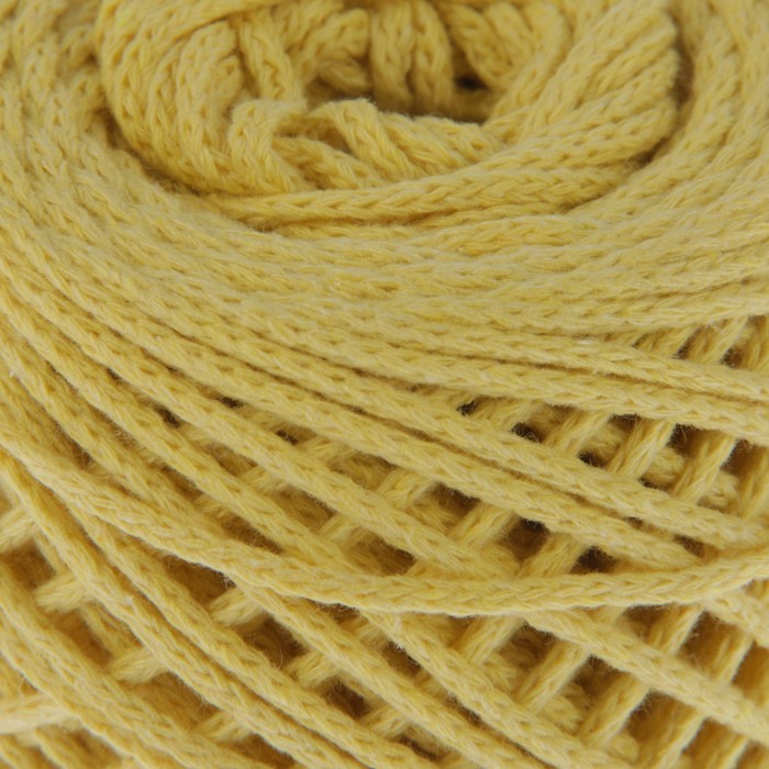 Шнур для вязания без сердечника 100% хлопок, ширина 2мм 100м/95гр (2131 желтый)
