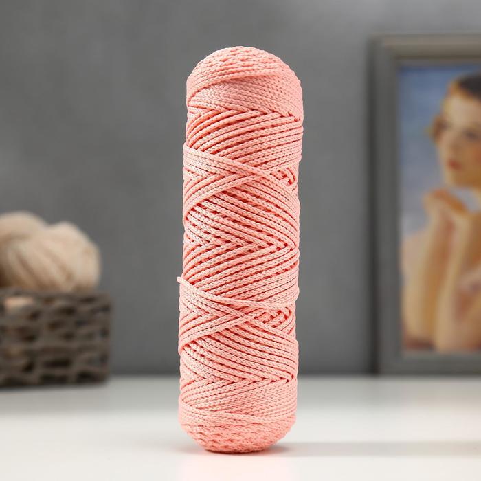 Шнур для вязания без сердечника 100% полиэфир, ширина 3мм 100м/210гр, (134 св. розовый)