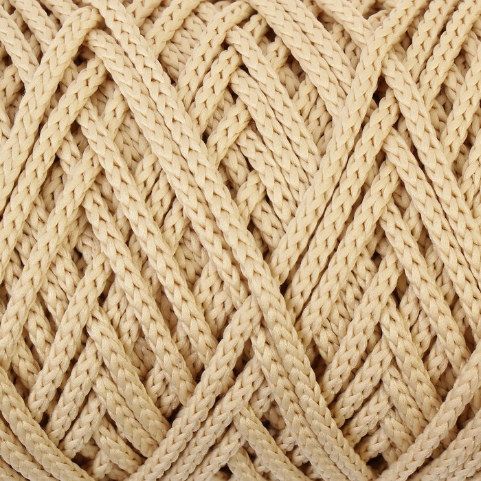 Шнур для вязания без сердечника 100% полиэфир, ширина 3мм 100м/210гр, (155 молочный) МИКС