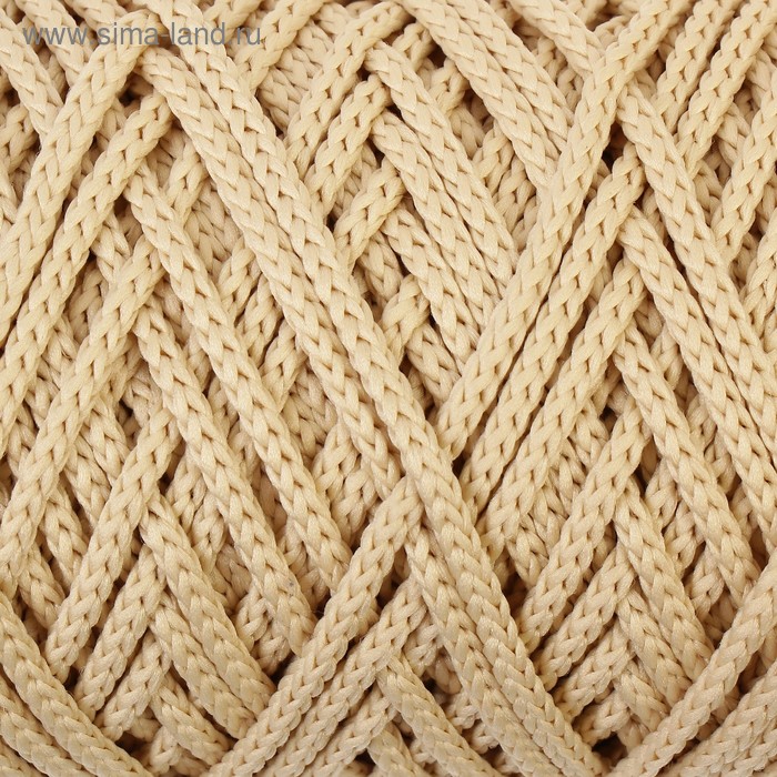Шнур для вязания без сердечника 100% полиэфир, ширина 3мм 100м/210гр, (155 молочный)  МИКС