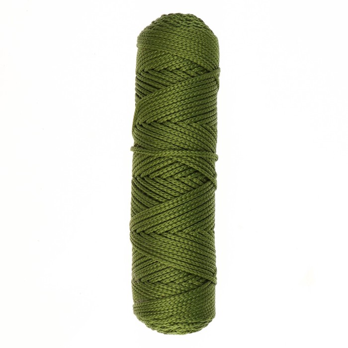 Шнур для вязания без сердечника 100% полиэфир, ширина 3мм 100м/210гр, (51 оливковый)