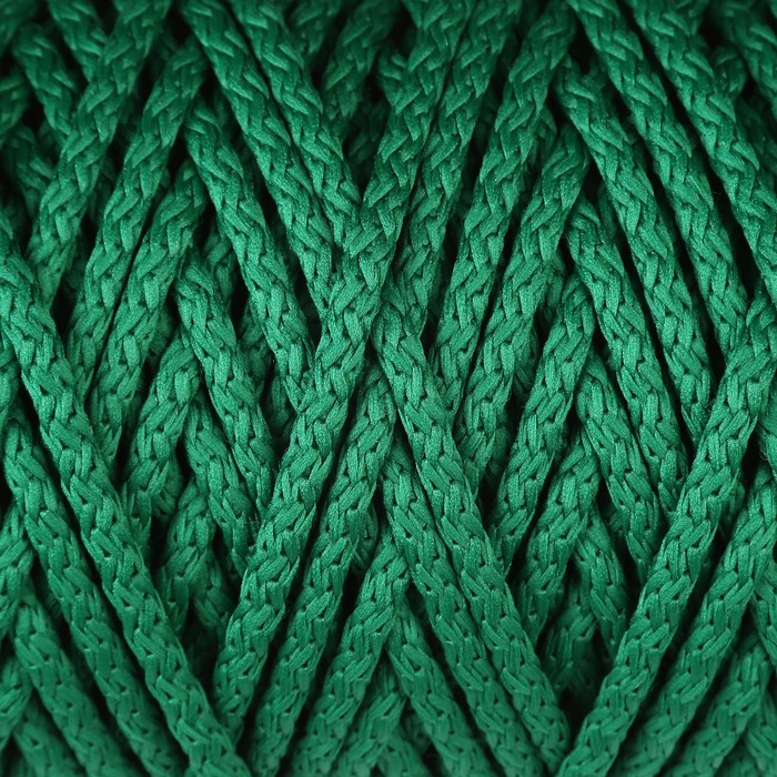 Шнур для вязания с сердечником 100% полиэфир, ширина 5 мм 100м/550гр (49 т. зеленый)