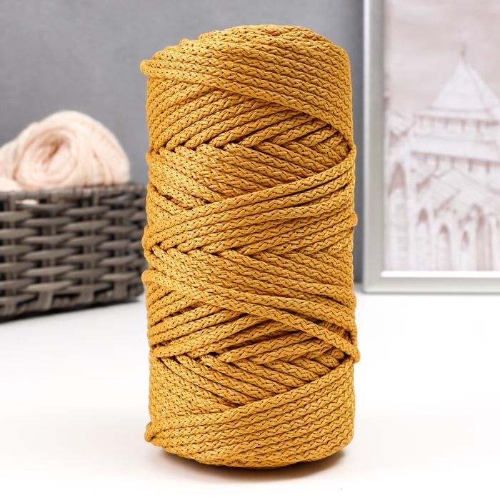 Шнур для вязания с сердечником 100% полиэфир, ширина 5 мм 100м/350гр (43 горчичный)