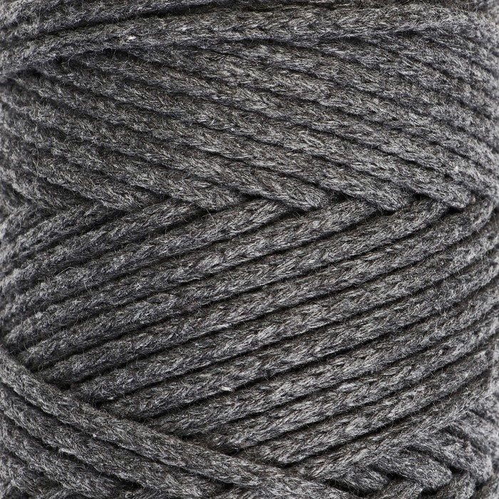 Шнур для вязания без сердечника 100% хлопок, ширина 3мм 100м/200гр (2101 т. серый)