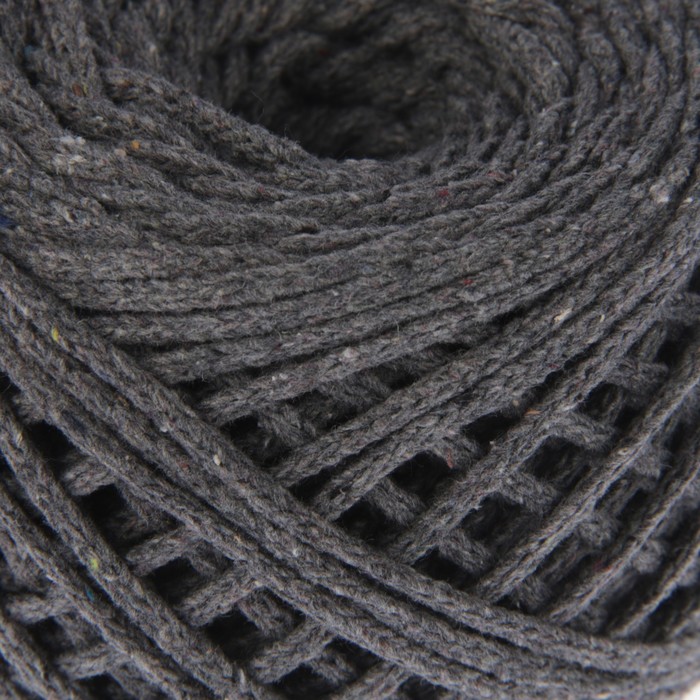 Шнур для вязания без сердечника 100% хлопок, ширина 3мм 100м/170гр (2104 мышиный)