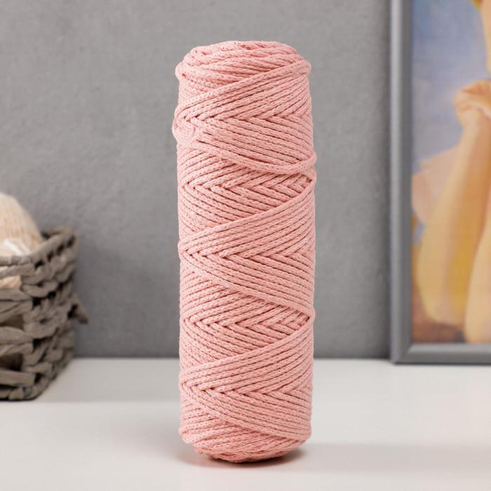 Шнур для вязания без сердечника 100% хлопок, ширина 3мм 100м/200гр (2194 св. розовый)