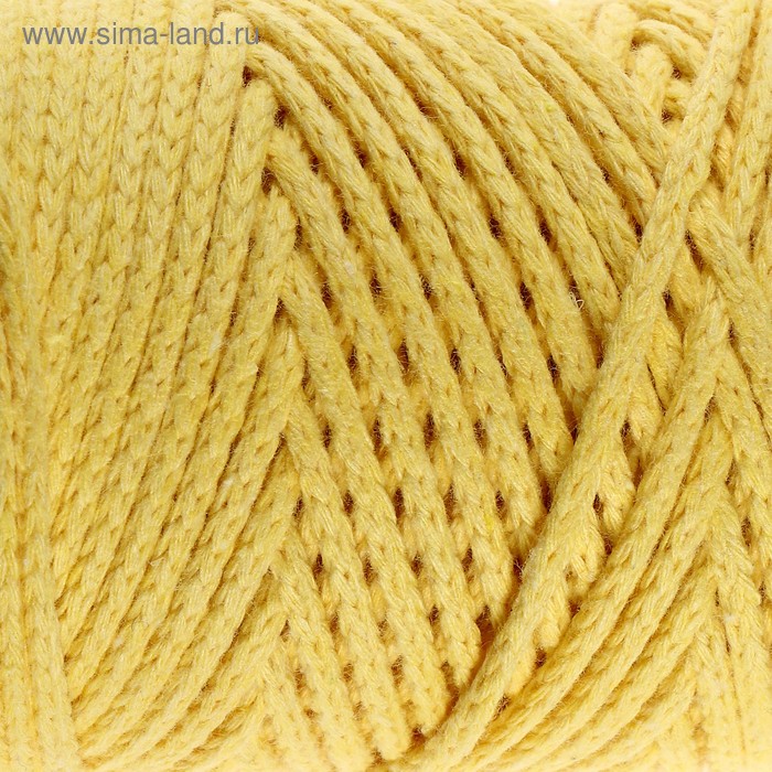 Шнур для вязания без сердечника 100% хлопок, ширина 3мм 100м/200гр (2131 желтый) МИКС