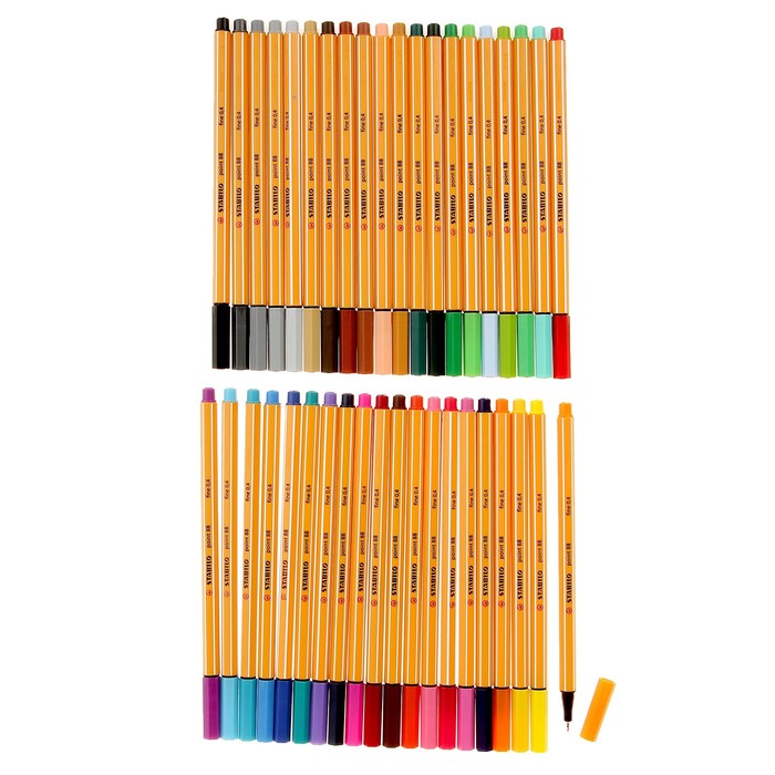 Набор ручек капиллярных 40 цветов Stabilo point 88 0.4 мм, блистер 8840-1