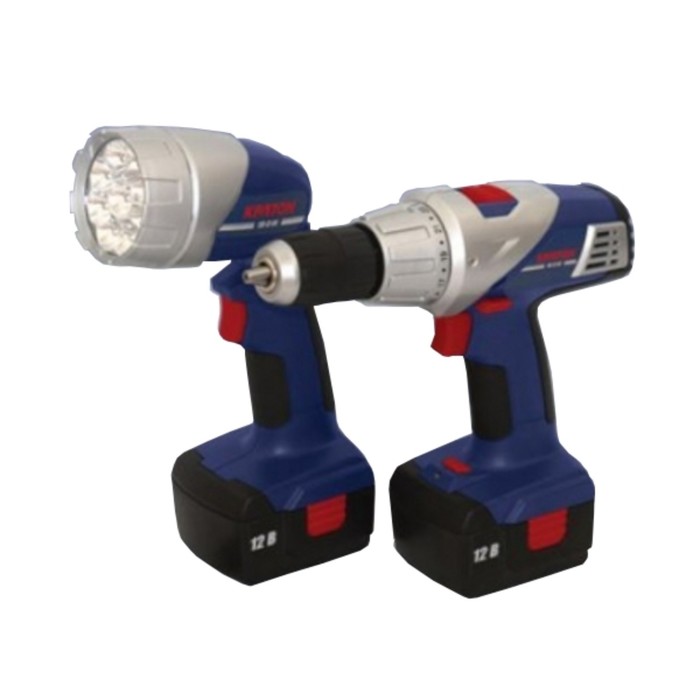 Аккумуляторная дрель-шуруповерт "Кратон" CD-12-04, 12В, 2*1.5Ач, 1300об/мин, БЗП 1.5-13мм