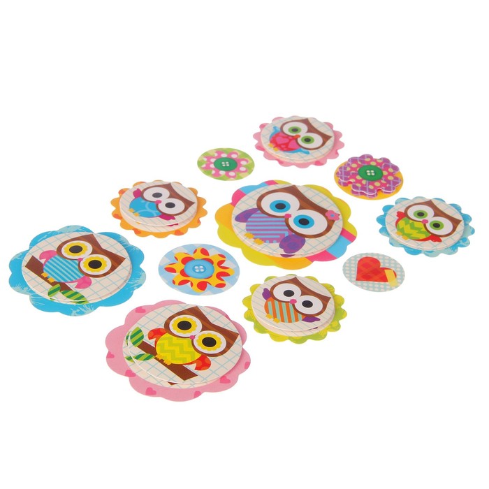 Наклейка картон 3D "Совята" 24х13,5 см