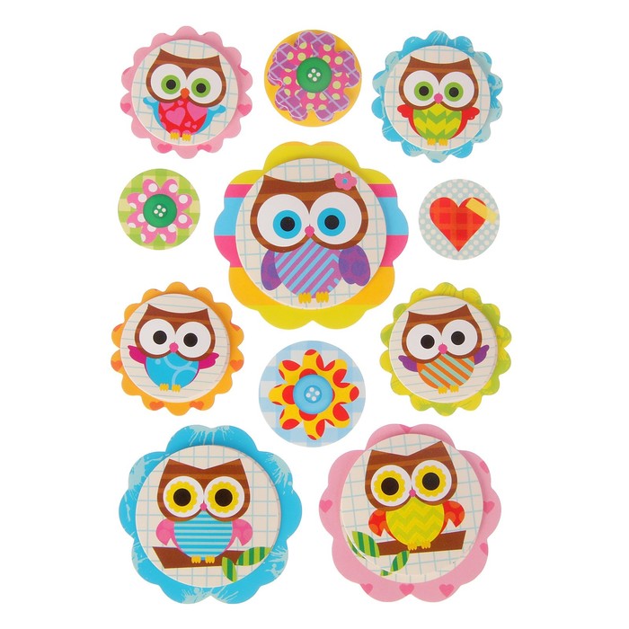 Наклейка картон 3D "Совята" 24х13,5 см