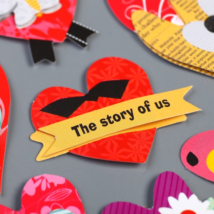 Наклейка картон 3D "Сердечки" 24х13,5 см