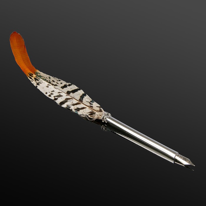 Сувенирная перьевая ручка "Перо - Зебра" МИКС 27х2,5 см