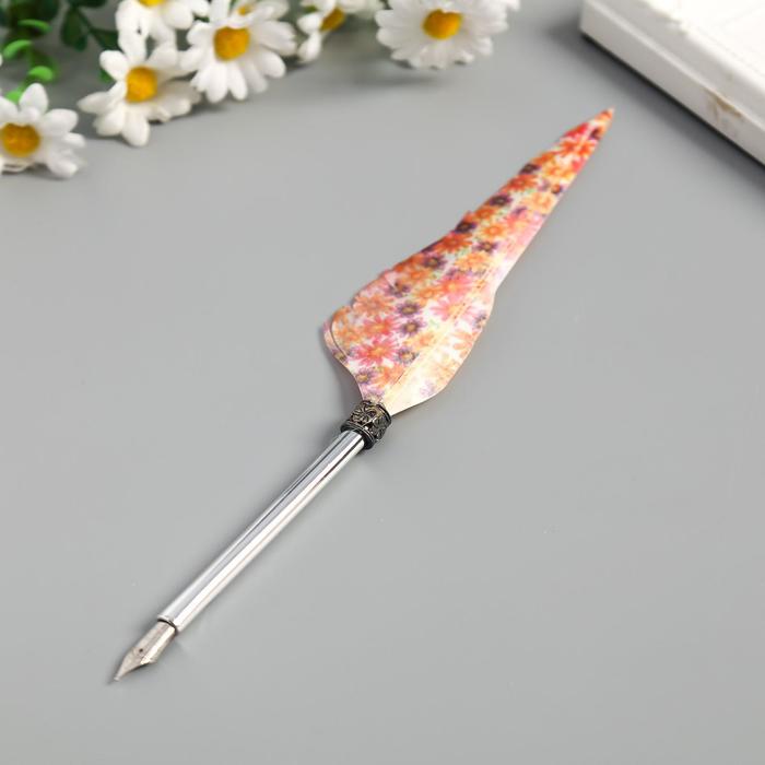 Сувенирная перьевая ручка "Перо - Цветы" 27х4,5 см