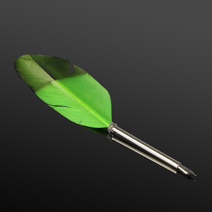 Сувенирная перьевая ручка "Перо - Салатовое" 27х4,5 см