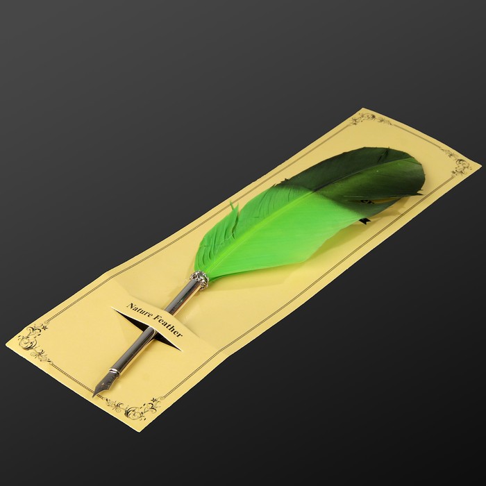 Сувенирная перьевая ручка "Перо - Салатовое" 27х4,5 см
