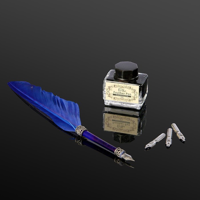 Сувенирный набор "Перо с чернилами и 3-мя сменными перьями" МИКС 19,5х14,5 см