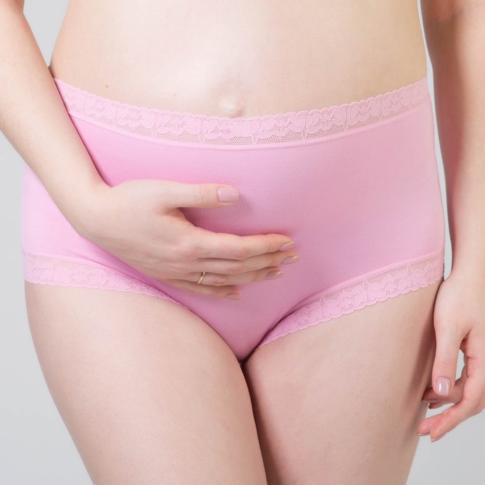 Трусы с кружевом для беременных (высокие), размер 44-48, цвет розовый