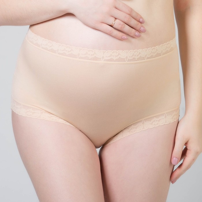 Трусы с кружевом для беременных (высокие), размер 44-48, цвет бежевый