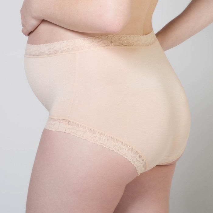 Трусы с кружевом для беременных (высокие), размер 44-48, цвет бежевый