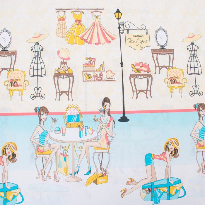 Постельное бельё Блакит 1, 5сп Шопоголики 466102, 215х153, 220х145, 70х70 1шт, хлопок