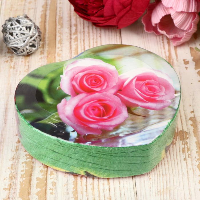 Сувенирное прессованное полотенце"Сердце и цветы" р-р полотенца 50х100 см МИКС 9,5х11х3 см