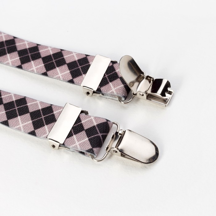 Набор детский: подтяжки и галстук-бабочка "Ромб", бежевый, 30х13 см, 4-8 лет