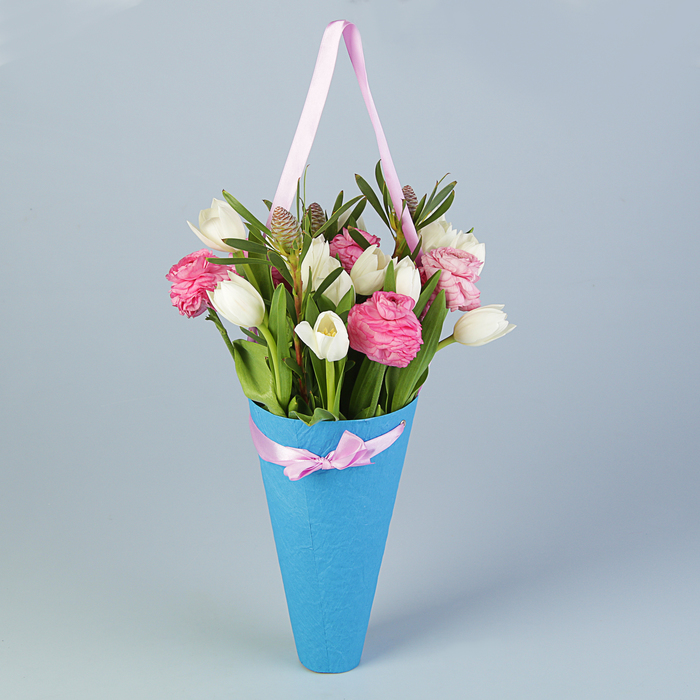 Конус для цветов, эколюкс, микс, 26х14,5 см