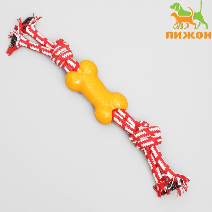 Игрушка канатная двойная с косточкой, до 30 см, 75-85 г, микс цветов