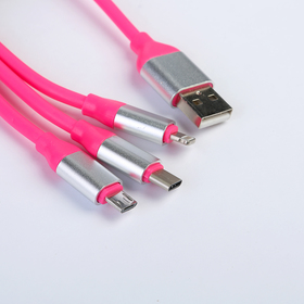 

Кабель 3 в 1 LuazON, microUSB/Type-C/Lightning - USB, 1 А, 1.2 м, для зарядки, МИКС